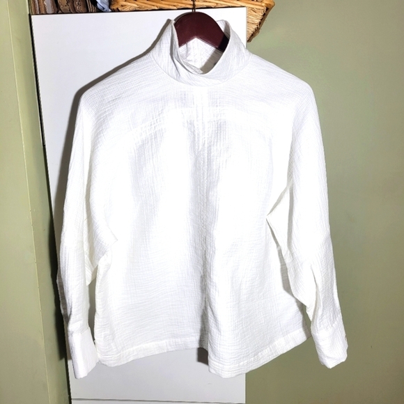 ❤️ 3 For $35 NEW Rachel Comey mock neck frame boxy top blouse shirt white 0 - Picture 10 of 12
